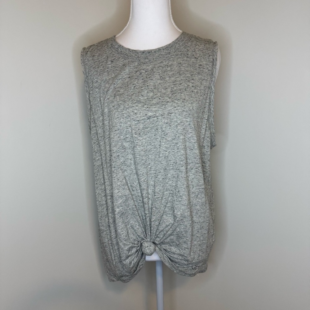 CALIA by Carrie Underwood Light Gray Knot-Front Tank Top